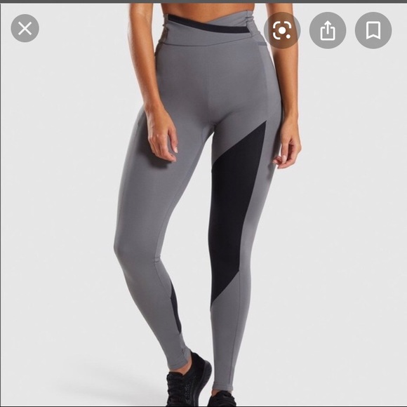 Gymshark Asymmetric smockey grey/ black leggings - Picture 1 of 3